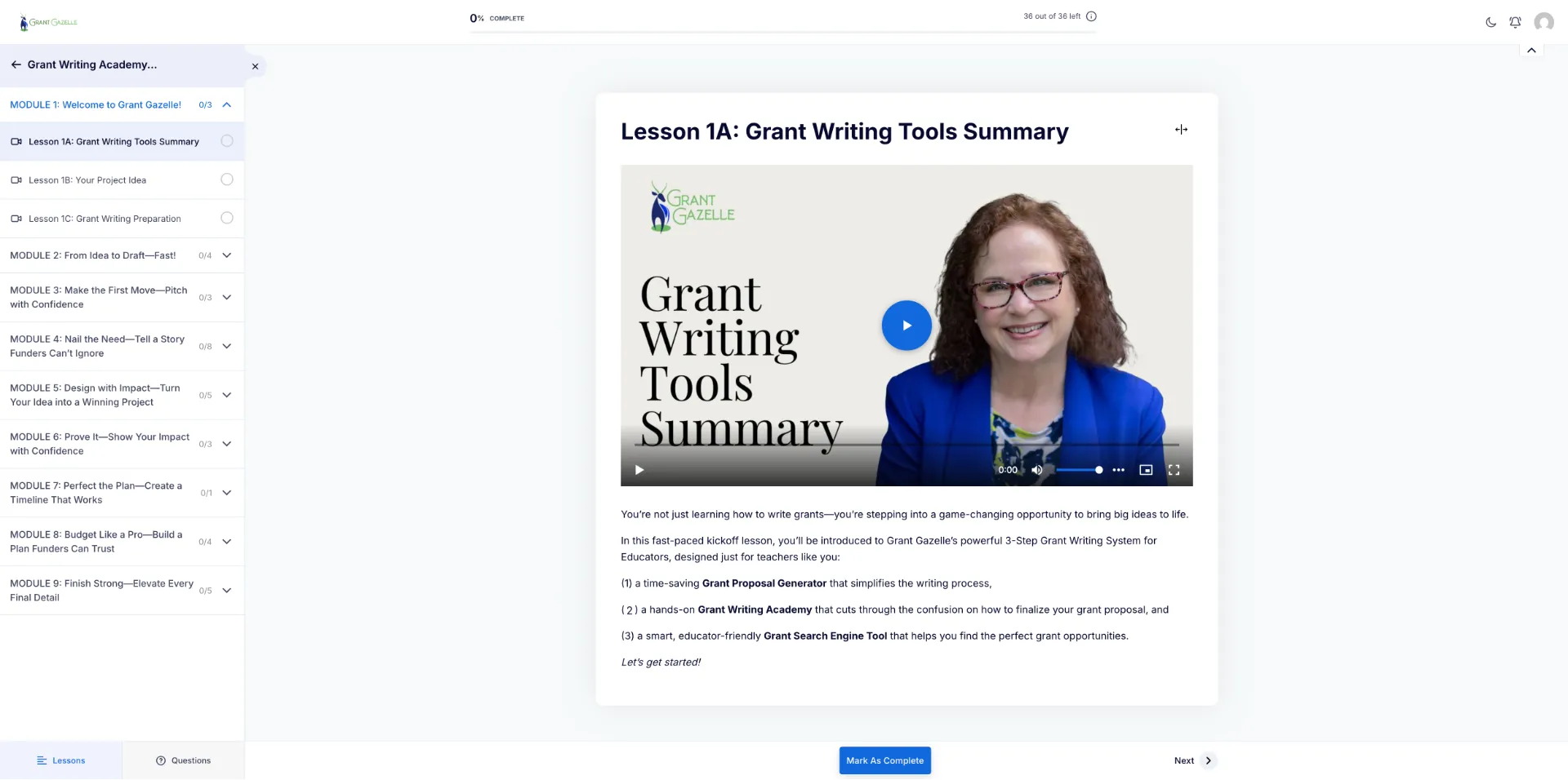 Photo of the grant writing academy modules